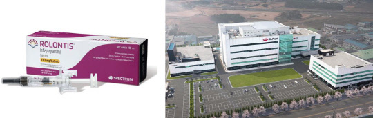 한미약품 롤론티스와 평택바이오플랜트 전경. <한미약품 제공>